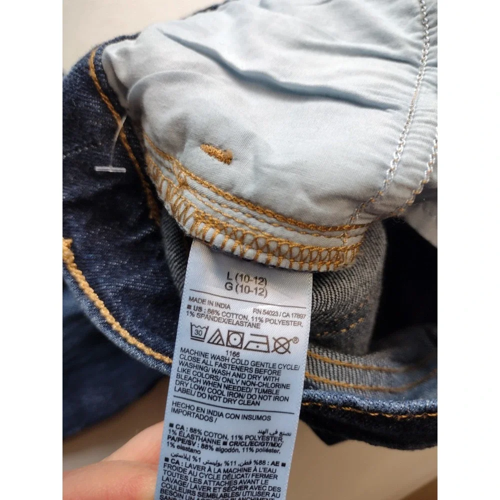 Old Navy Kids Dark Wash Boot-Cut Built-In Tough Pull-On Jeans Size L 10-12‎